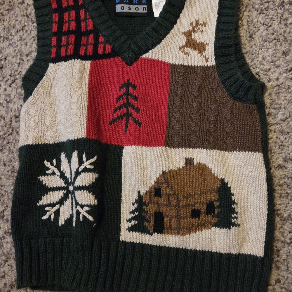 Dark Green Patchwork Sweater Vest